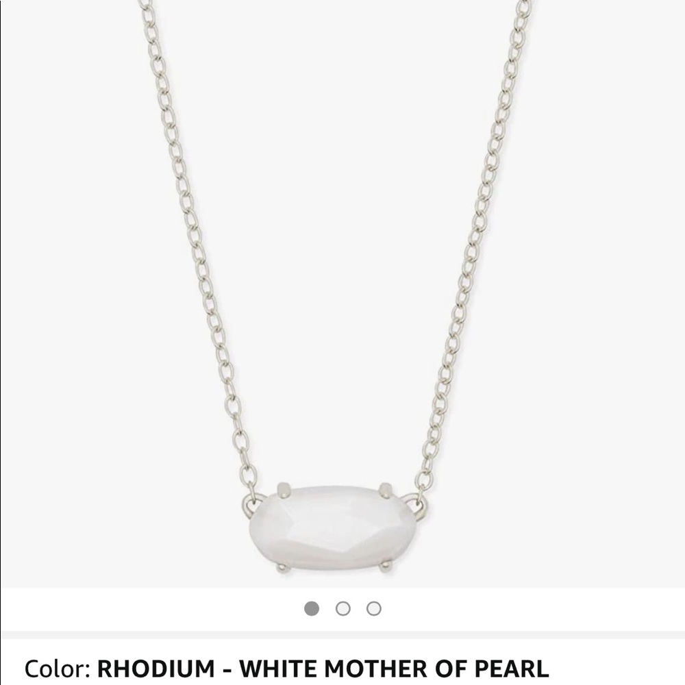 🌷Kendra Scott mother of pearl Ever necklace NWOT Silver - Picture 2 of 4